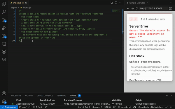 Basic markdown editor in Next.js